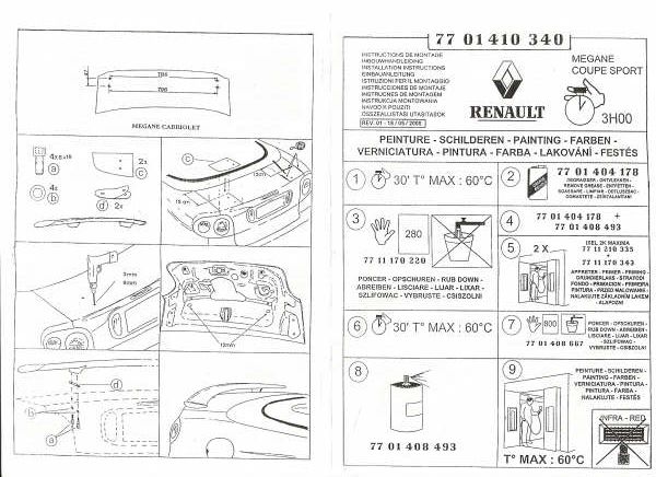 spoiler1 Montaż fabrycznego spoilera Renault Megane Coupe i Cabriospoiler megane cabrio instrukcja spoilera megane cabrio i coupe 